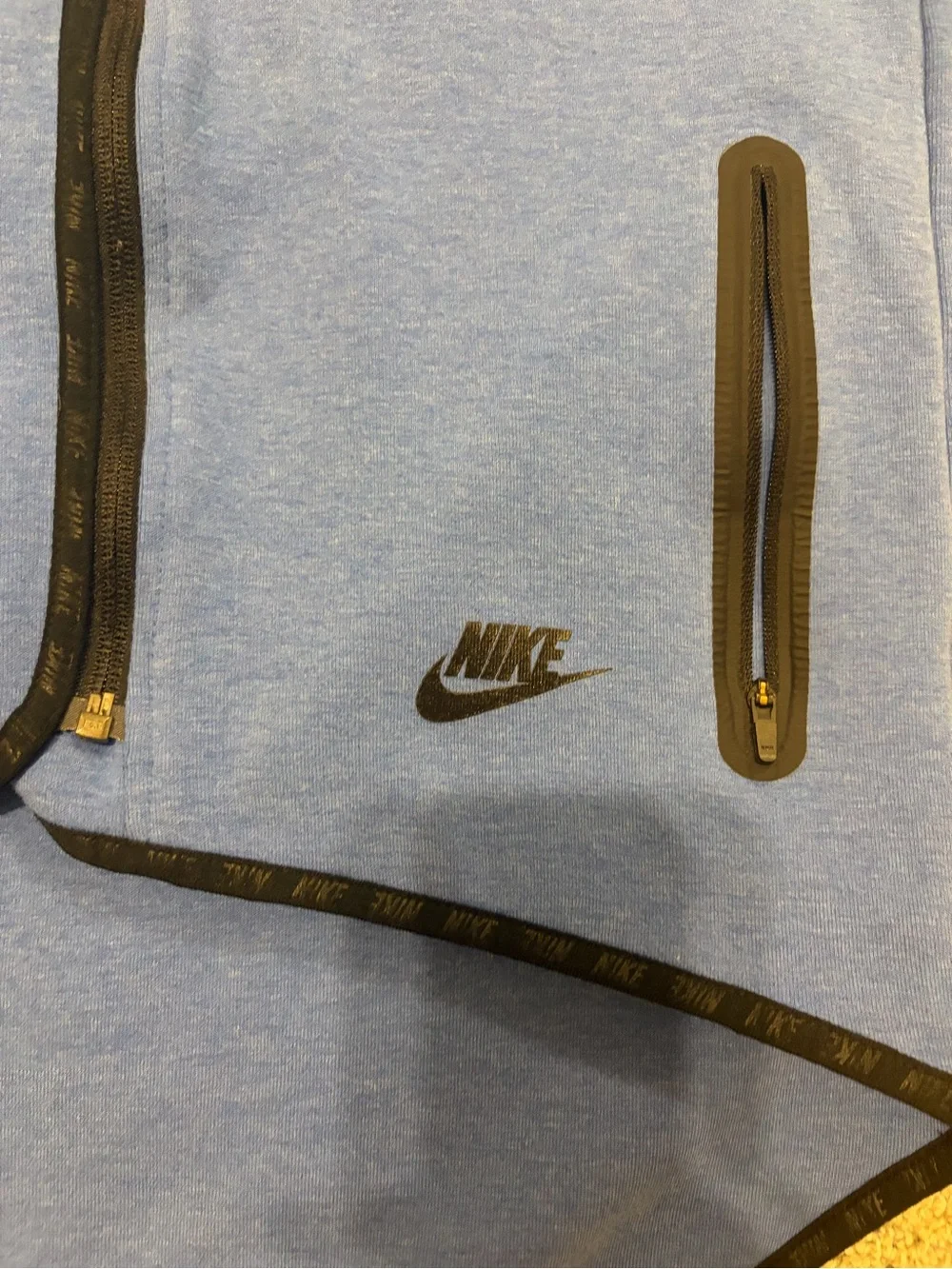 Nike Blue Hooded Asymmetrical Zip Jacket with Black Trim